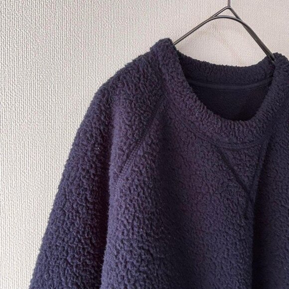 Uniqoa Fleece Sweatshirt Crew Neck Brushed Navy - Picture 4 of 6